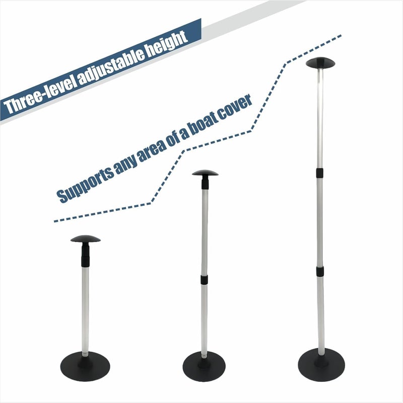 FCOUIID Boat Cover Support Pole System - Telescoping Aluminum Pole Accessories with 3-Stage Adjustable Height of 23"~57" for Pontoon bass Fishing Barge Bimini Tops, Set of 1 - Image 4